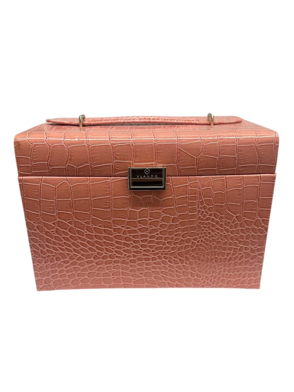 VLANDO Travel Jewelry Case Coral Croc-Embossed